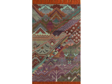 MERA PEEHAR LES-894 RosePetal/PlumRaisin - Rectangular handmade wool rug with geometric shapes by Jaipur Rugs - view 2